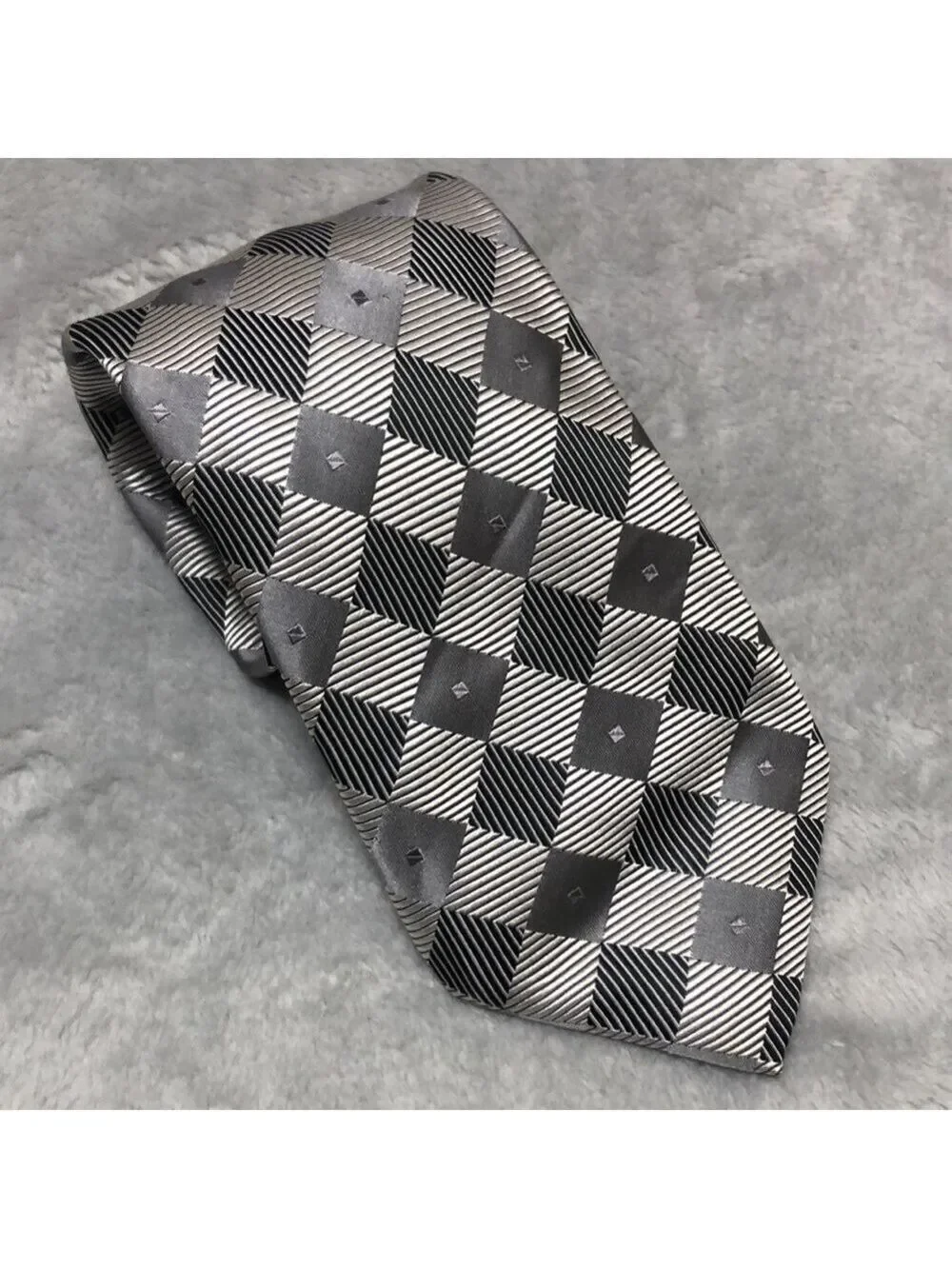 Roberto Villini Black and Gray Diamond Print Tie